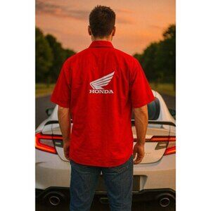 Honda Button Up Shirt Red Landmark Large EUC